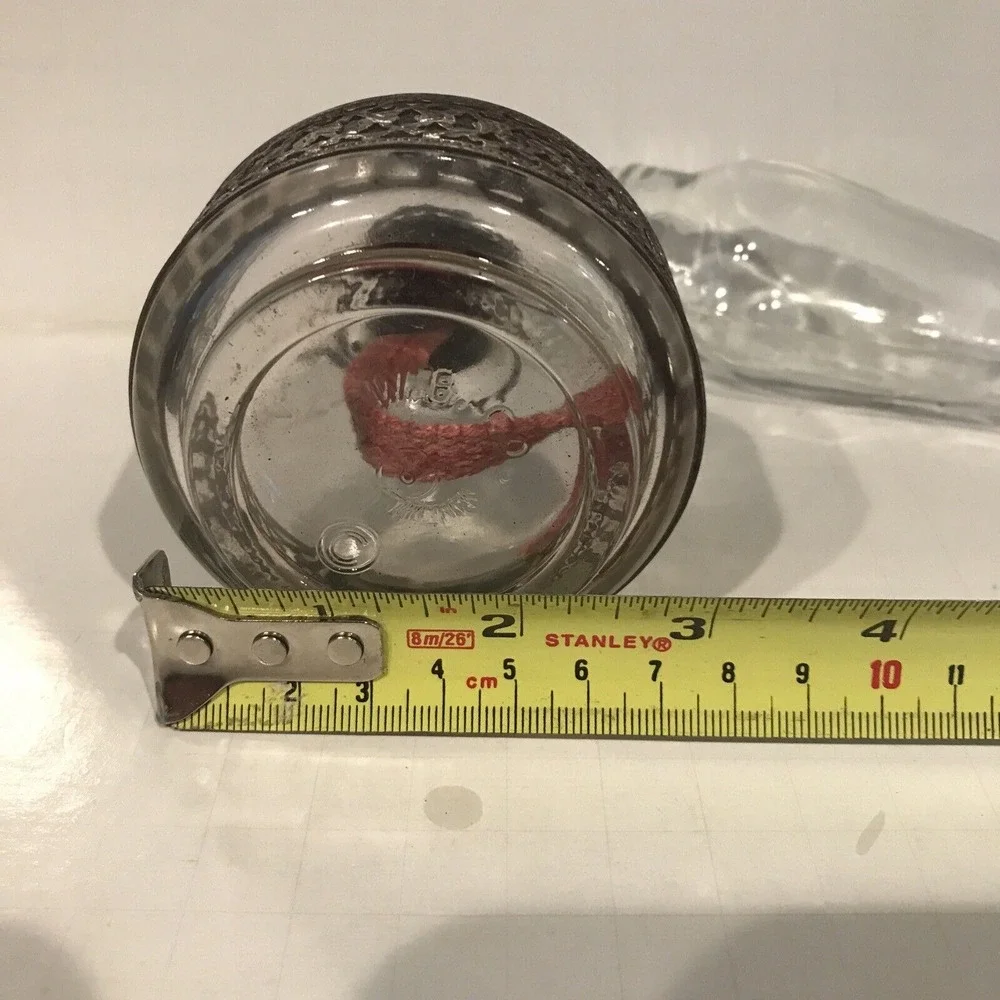 GLASS‎ OIL KEROSENE LAMP RETICULATED METAL BAND 8